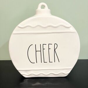 RAE DUNN 9 inches White Ceramic Cheer Holiday Christmas Decoration Ornament
